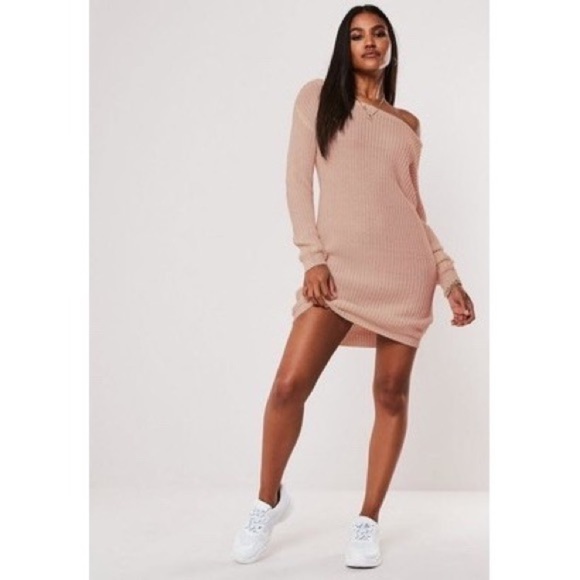 MISSGUIDED Tall Off The Shoulder Jumper Dress Pink - Picture 8 of 8